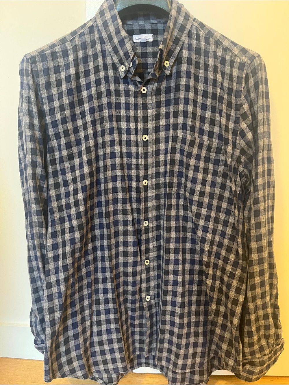 Steven Alan Navy Button-Down Check Shirt